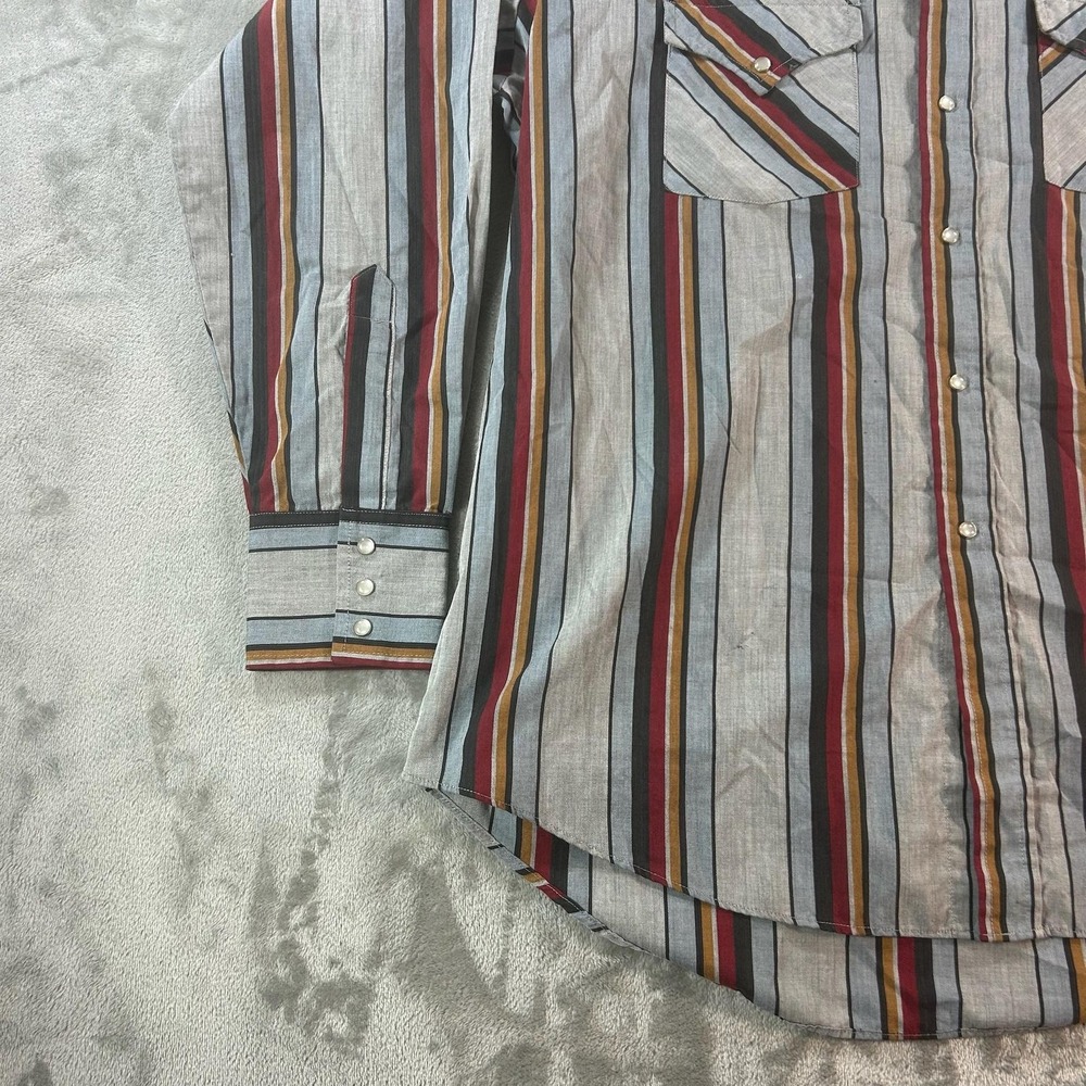 Ely Plains Shirt Mens Large Multicolor Stripe Western Snap Button Cowboy Pockets - Picture 5 of 14